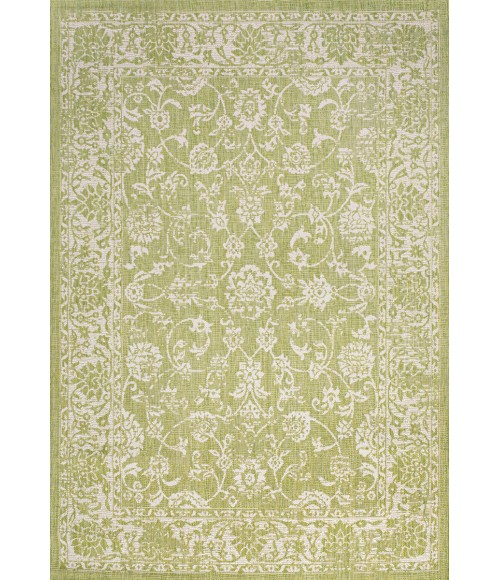 SANTA MONICA Area Rug Tela Bohemian Textured Weave Floral Green/Cream 9 ft. x 12 ft. Indoor/Outdoor Area Rug