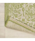 Tela Bohemian Textured Weave Floral Green/Cream 5' Round Indoor/Outdoor Area Rug
