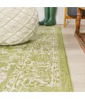 Tela Bohemian Textured Weave Floral Green/Cream 5' Round Indoor/Outdoor Area Rug