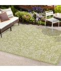 SANTA MONICA Area Rug Tela Bohemian Textured Weave Floral Green/Cream 9 ft. x 12 ft. Indoor/Outdoor Area Rug