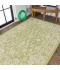 SANTA MONICA Area Rug Tela Bohemian Textured Weave Floral Green/Cream 9 ft. x 12 ft. Indoor/Outdoor Area Rug