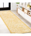SANTA MONICA Area Rug Tela Bohemian Textured Weave Floral Yellow/Cream 2 ft. x 8 ft. Indoor/Outdoor Runner Rug