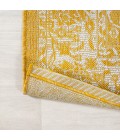 SANTA MONICA Area Rug Tela Bohemian Textured Weave Floral Yellow/Cream 5' Round Indoor/Outdoor Area Rug