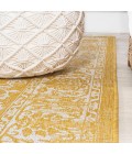 SANTA MONICA Area Rug Tela Bohemian Textured Weave Floral Yellow/Cream 5' Round Indoor/Outdoor Area Rug