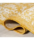 SANTA MONICA Area Rug Tela Bohemian Textured Weave Floral Yellow/Cream 5' Round Indoor/Outdoor Area Rug