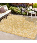 Tela Bohemian Textured Weave Floral Yellow/Cream 3 ft. x 5 ft. Indoor/Outdoor Area Rug