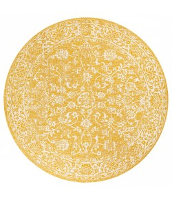 Jonathany Santa Monica SMB100E Yellow/Cream Area Rug 5 ft. 3 in. X 5 ft. 3 in. Round