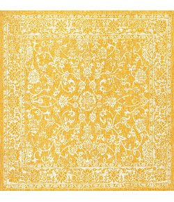Jonathany Santa Monica SMB100E Yellow/Cream Area Rug 5 ft. 3 in. X 5 ft. 3 in. Square