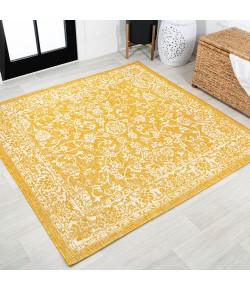 Jonathany Santa Monica SMB100E Yellow/Cream Area Rug 5 ft. 3 in. X 5 ft. 3 in. Square