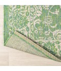 SANTA MONICA Area Rug Tela Bohemian Textured Weave Floral Cream/Green 5' Square Indoor/Outdoor Area Rug