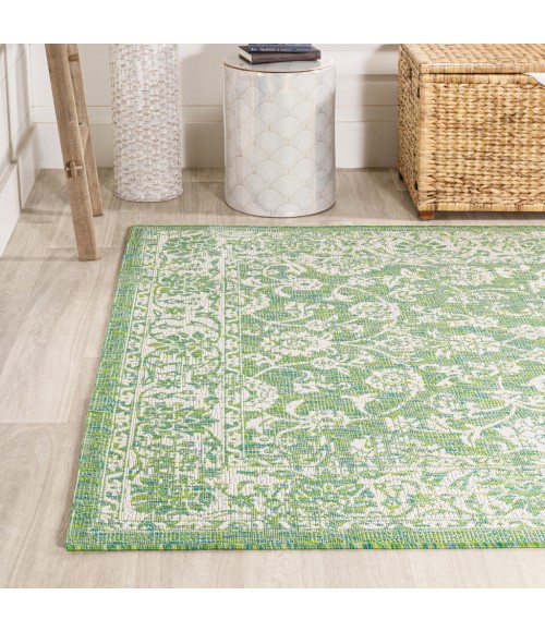 SANTA MONICA Area Rug Tela Bohemian Textured Weave Floral Cream/Green 8 ft. x 10 ft. Indoor/Outdoor Area Rug