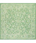 SANTA MONICA Area Rug Tela Bohemian Textured Weave Floral Cream/Green 5' Square Indoor/Outdoor Area Rug