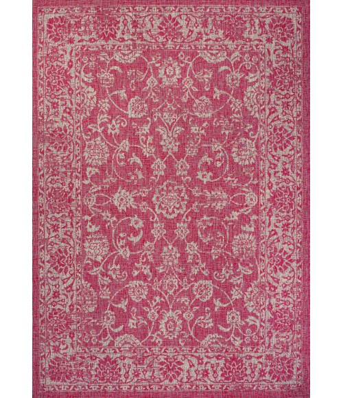SANTA MONICA Area Rug Tela Bohemian Textured Weave Floral Fuchsia/Light Gray 9 ft. x 12 ft. Indoor/Outdoor Area Rug