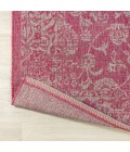 Tela Bohemian Textured Weave Floral Fuchsia/Light Gray 5' Round Indoor/Outdoor Area Rug