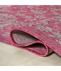Tela Bohemian Textured Weave Floral Fuchsia/Light Gray 5' Round Indoor/Outdoor Area Rug