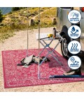 Tela Bohemian Textured Weave Floral Fuchsia/Light Gray 5' Round Indoor/Outdoor Area Rug