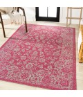 SANTA MONICA Area Rug Tela Bohemian Textured Weave Floral Fuchsia/Light Gray 9 ft. x 12 ft. Indoor/Outdoor Area Rug