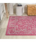 SANTA MONICA Area Rug Tela Bohemian Textured Weave Floral Fuchsia/Light Gray 9 ft. x 12 ft. Indoor/Outdoor Area Rug