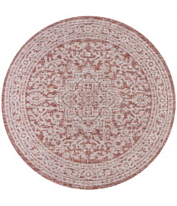 Jonathany Santa Monica SMB101A Red/Taupe Area Rug 5 ft. 3 in. X 5 ft. 3 in. Round