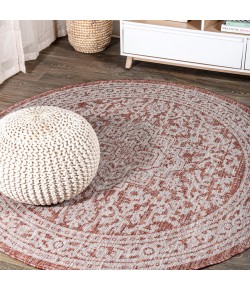 Jonathany Santa Monica SMB101A Red/Taupe Area Rug 5 ft. 3 in. X 5 ft. 3 in. Round