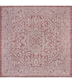 Jonathany Santa Monica SMB101A Red/Taupe Area Rug 5 ft. 3 in. X 5 ft. 3 in. Square
