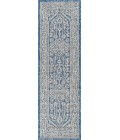 SANTA MONICA Area Rug Sinjuri Medallion Textured Weave Navy/Gray 2 ft. x 8 ft. Indoor/Outdoor Runner Rug