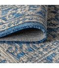 SANTA MONICA Area Rug Sinjuri Medallion Textured Weave Navy/Gray 5' Square Indoor/Outdoor Area Rug