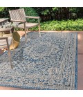 SANTA MONICA Area Rug Sinjuri Medallion Textured Weave Navy/Gray 8 ft. x 10 ft. Indoor/Outdoor Area Rug