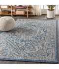 SANTA MONICA Area Rug Sinjuri Medallion Textured Weave Navy/Gray 8 ft. x 10 ft. Indoor/Outdoor Area Rug