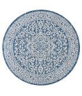 Sinjuri Medallion Textured Weave Navy/Gray 5' Round Indoor/Outdoor Area Rug