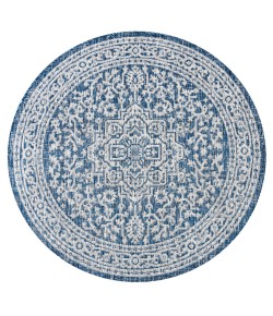 Jonathany Santa Monica SMB101B Navy/Gray Area Rug 5 ft. 3 in. X 5 ft. 3 in. Round