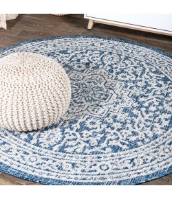 Jonathany Santa Monica SMB101B Navy/Gray Area Rug 5 ft. 3 in. X 5 ft. 3 in. Round