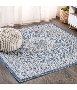 Jonathany Santa Monica SMB101B Navy/Gray Area Rug 5 ft. 3 in. X 5 ft. 3 in. Square