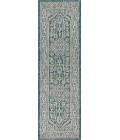SANTA MONICA Area Rug Sinjuri Medallion Textured Weave Teal Blue/Gray 2 ft. x 10 ft. Indoor/Outdoor Runner Rug