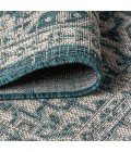 SANTA MONICA Area Rug Sinjuri Medallion Textured Weave Teal Blue/Gray 5' Square Indoor/Outdoor Area Rug