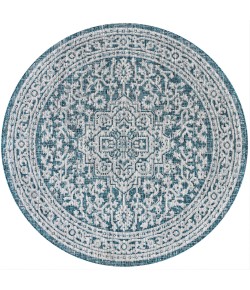 Jonathany Santa Monica SMB101C Teal Blue/Gray Area Rug 5 ft. 3 in. X 5 ft. 3 in. Round
