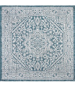 Jonathany Santa Monica SMB101C Teal Blue/Gray Area Rug 5 ft. 3 in. X 5 ft. 3 in. Square