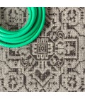 SANTA MONICA Area Rug Sinjuri Medallion Textured Weave Gray/Black 5' Square Indoor/Outdoor Area Rug