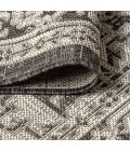 SANTA MONICA Area Rug Sinjuri Medallion Textured Weave Gray/Black 5' Square Indoor/Outdoor Area Rug