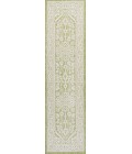 Sinjuri Medallion Textured Weave Green/Cream 2 ft. x 8 ft. Indoor/Outdoor Runner Rug