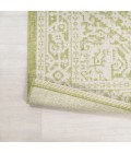 Sinjuri Medallion Textured Weave Green/Cream 2 ft. x 8 ft. Indoor/Outdoor Runner Rug