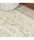 Sinjuri Medallion Textured Weave Green/Cream 2 ft. x 8 ft. Indoor/Outdoor Runner Rug