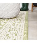 Sinjuri Medallion Textured Weave Green/Cream 2 ft. x 8 ft. Indoor/Outdoor Runner Rug