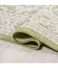 Sinjuri Medallion Textured Weave Green/Cream 2 ft. x 8 ft. Indoor/Outdoor Runner Rug