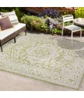 SANTA MONICA Area Rug Sinjuri Medallion Textured Weave Green/Cream 4 ft. x 6 ft. Indoor/Outdoor Area Rug