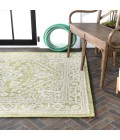 SANTA MONICA Area Rug Sinjuri Medallion Textured Weave Green/Cream 4 ft. x 6 ft. Indoor/Outdoor Area Rug