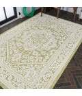 SANTA MONICA Area Rug Sinjuri Medallion Textured Weave Green/Cream 4 ft. x 6 ft. Indoor/Outdoor Area Rug