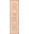 Sinjuri Medallion Textured Weave Orange/Cream 2 ft. x 10 ft. Indoor/Outdoor Runner Rug