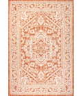 SANTA MONICA Area Rug Sinjuri Medallion Textured Weave Orange/Cream 5 ft. x 8 ft. Indoor/Outdoor Area Rug