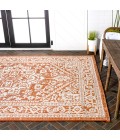 SANTA MONICA Area Rug Sinjuri Medallion Textured Weave Orange/Cream 5 ft. x 8 ft. Indoor/Outdoor Area Rug